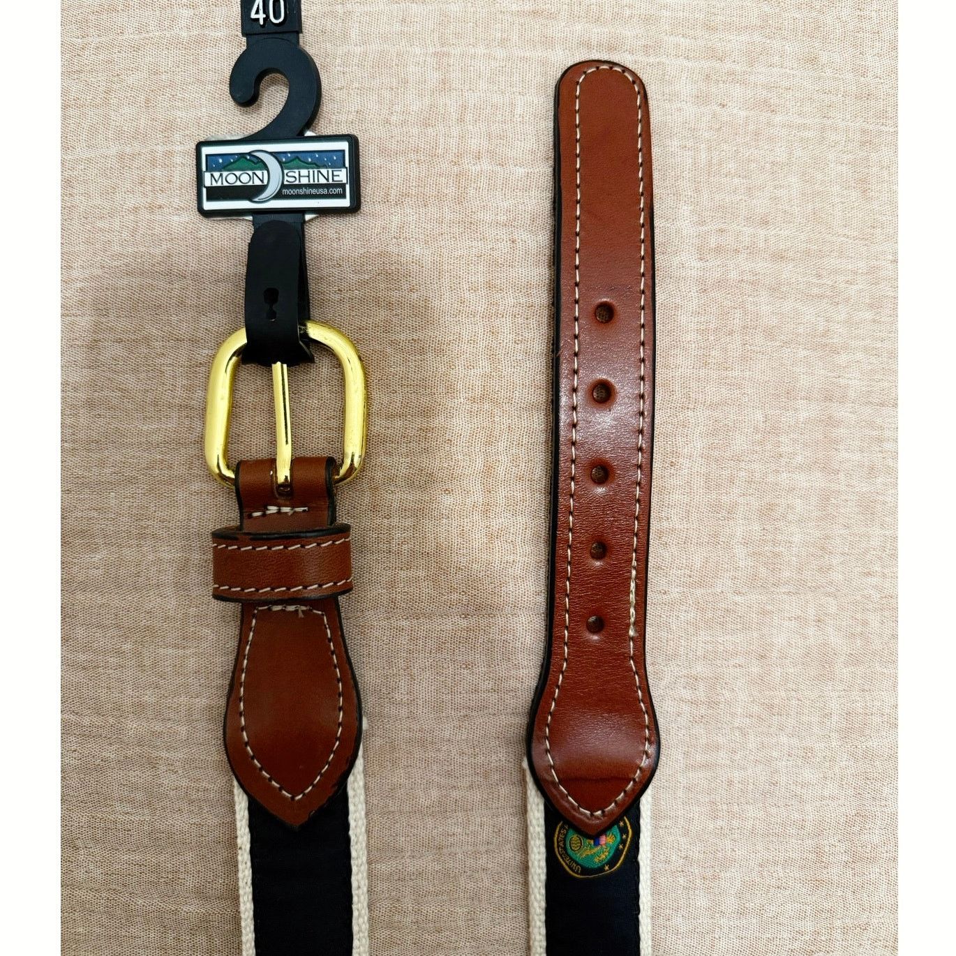 Leather United States Army Men's Web Leather Belt Size 40 - 2 Thumbnail