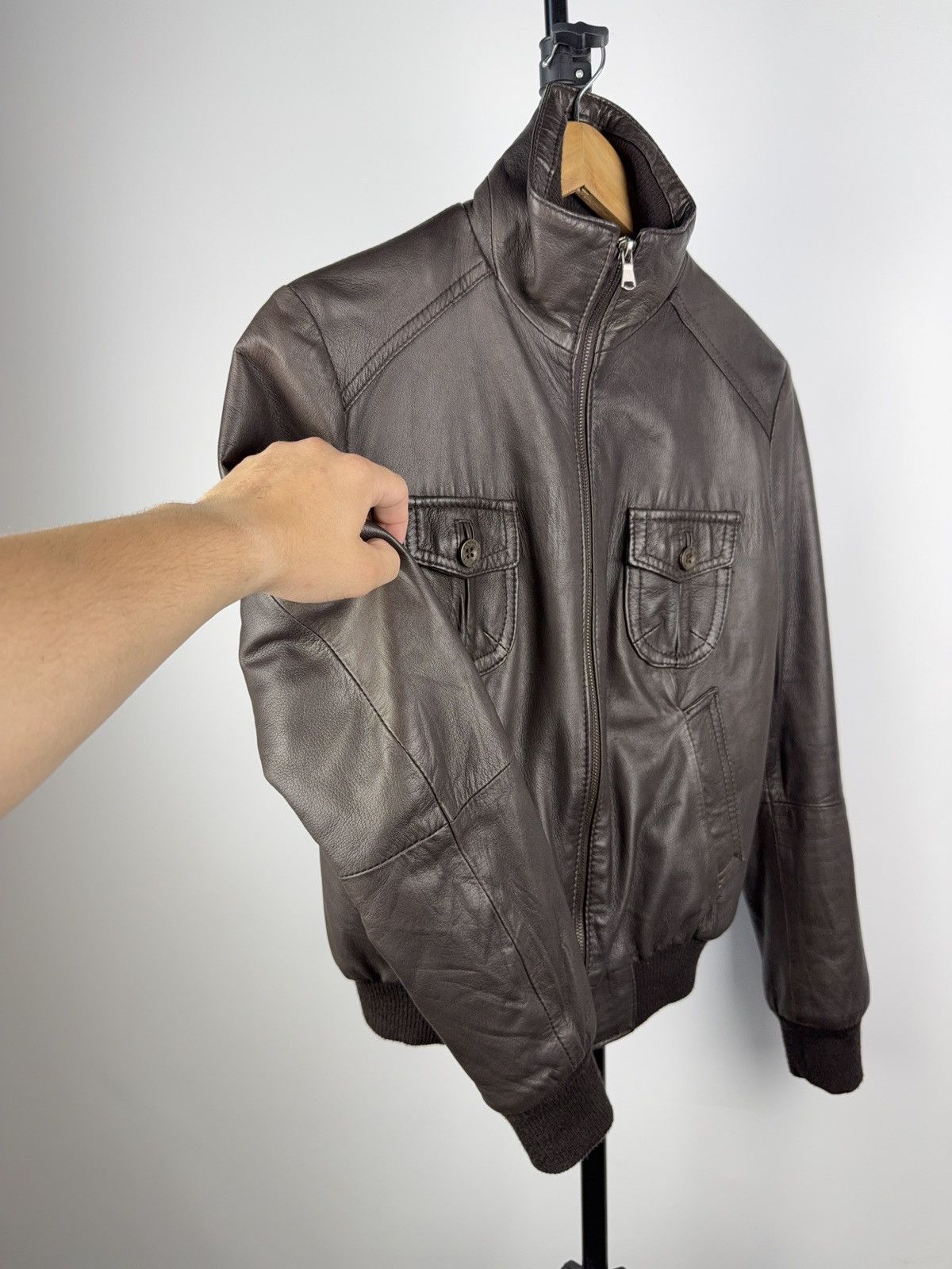 Leather Made in Italy Brown Real Leather Bomber Jacket Size 3 Size M / US 6-8 / IT 42-44 - 3 Thumbnail