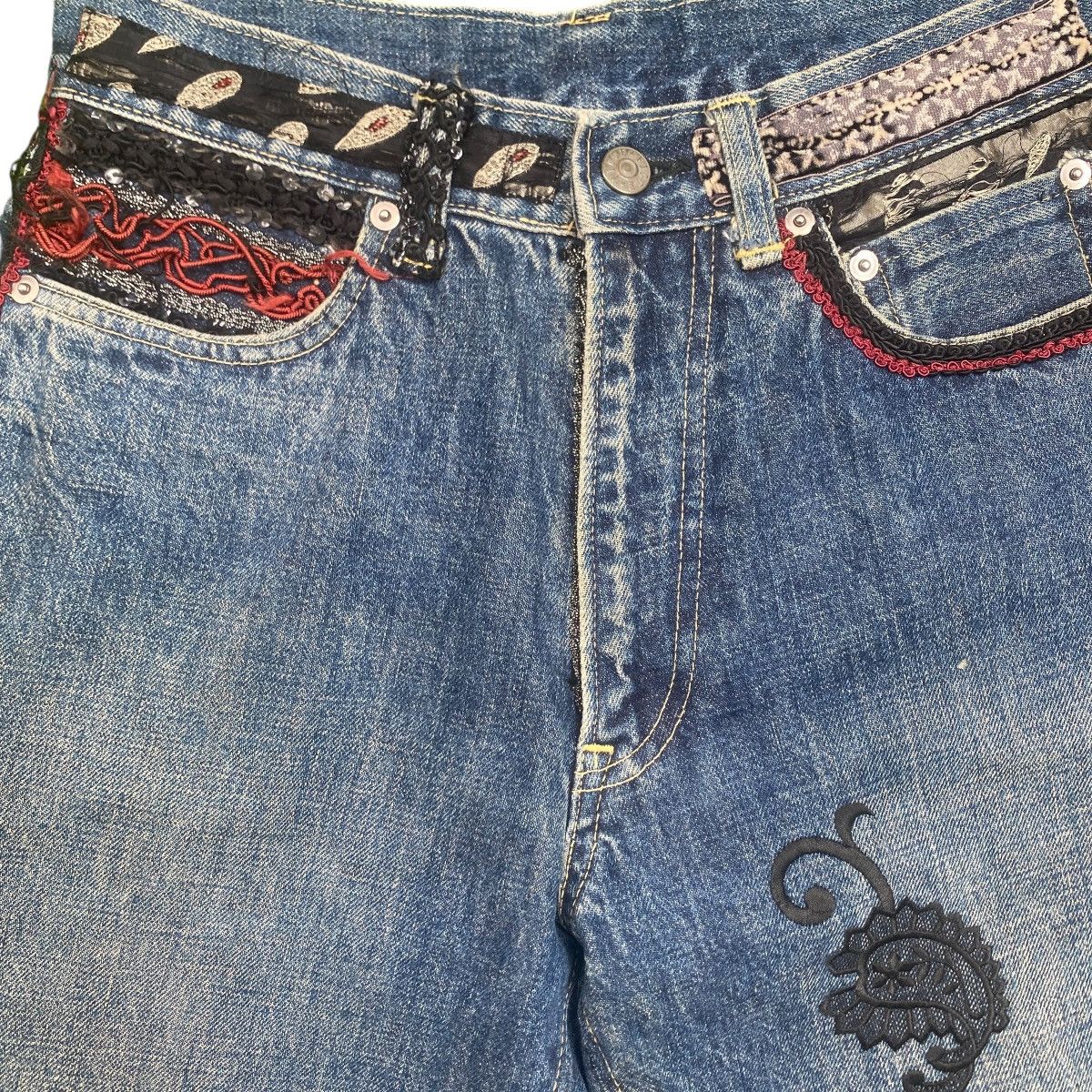 Designer Vintage Yoshiyuki konishi Embroidery Ethnic Selvedge Denim Size US 28 / EU 44 - 4 Thumbnail