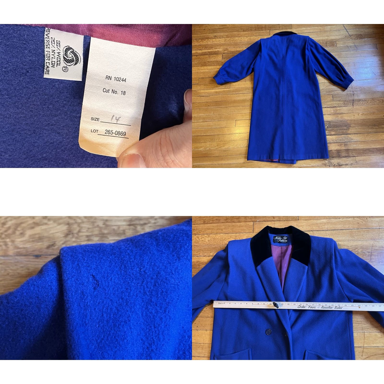 Vintage VINTAGE Noble Fashions Wool Trench Coat Woman’s 14 Blue 90s USA Made Size XL / US 12-14 / IT 48-50 - 8 Thumbnail