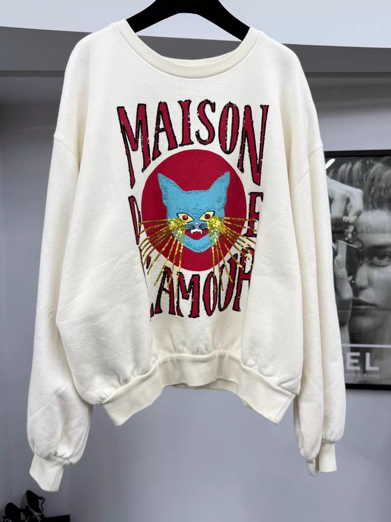 Gucci Gucci White crying cat sequin sweatshirt Size S / US 4 / IT 40 - 1 Thumbnail