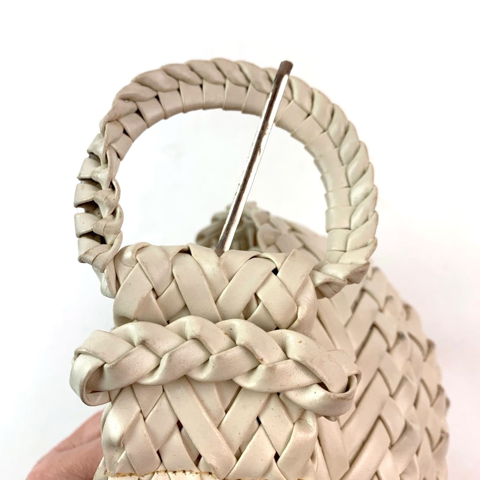Vintage VINTAGE Womens Belt Cream 41" Faux Leather Braided/Woven 2" Wide Size ONE SIZE - 4 Thumbnail