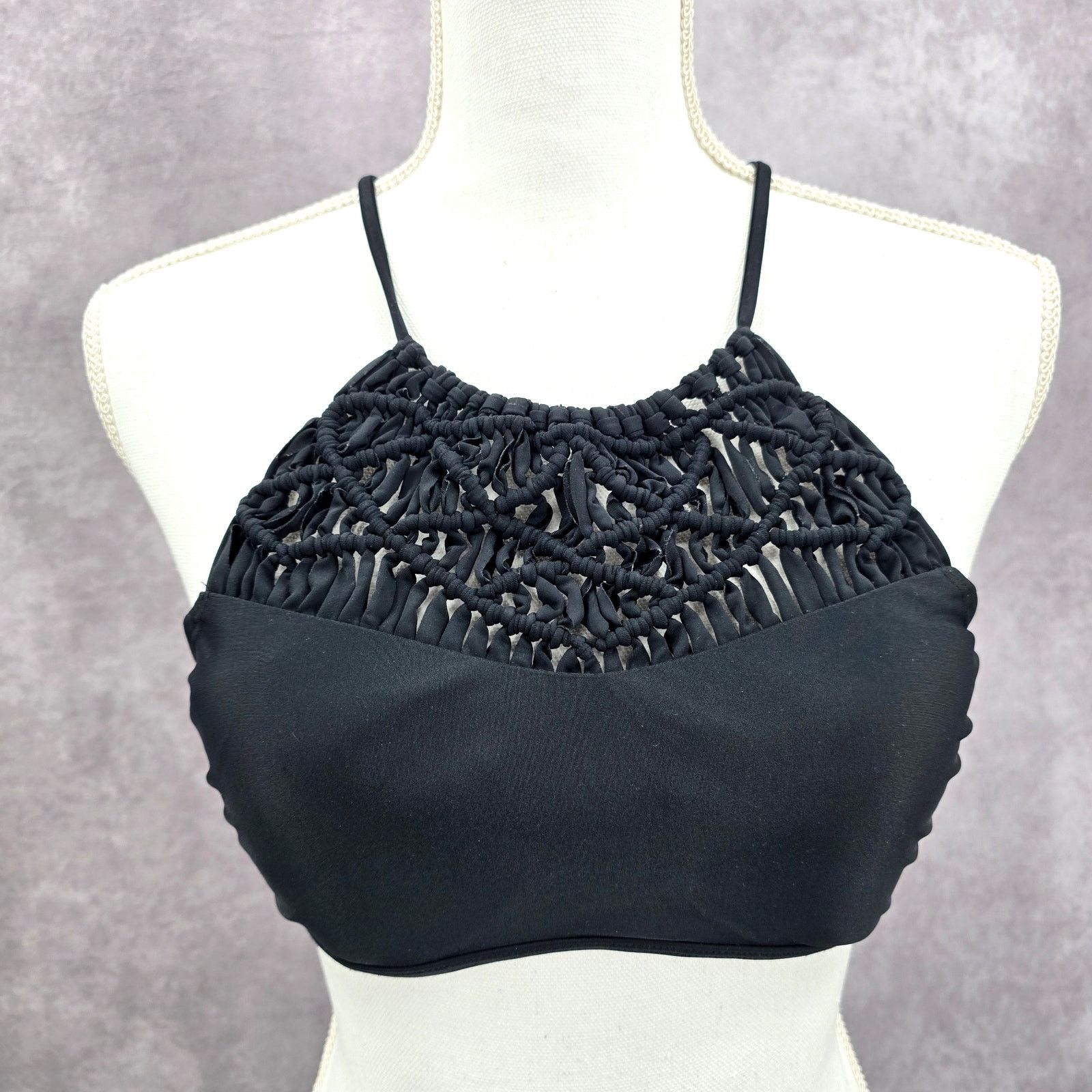 Other Xhilaration Black Crochet String Padded Bikini Top Swim M Size ONE SIZE - 1 Thumbnail