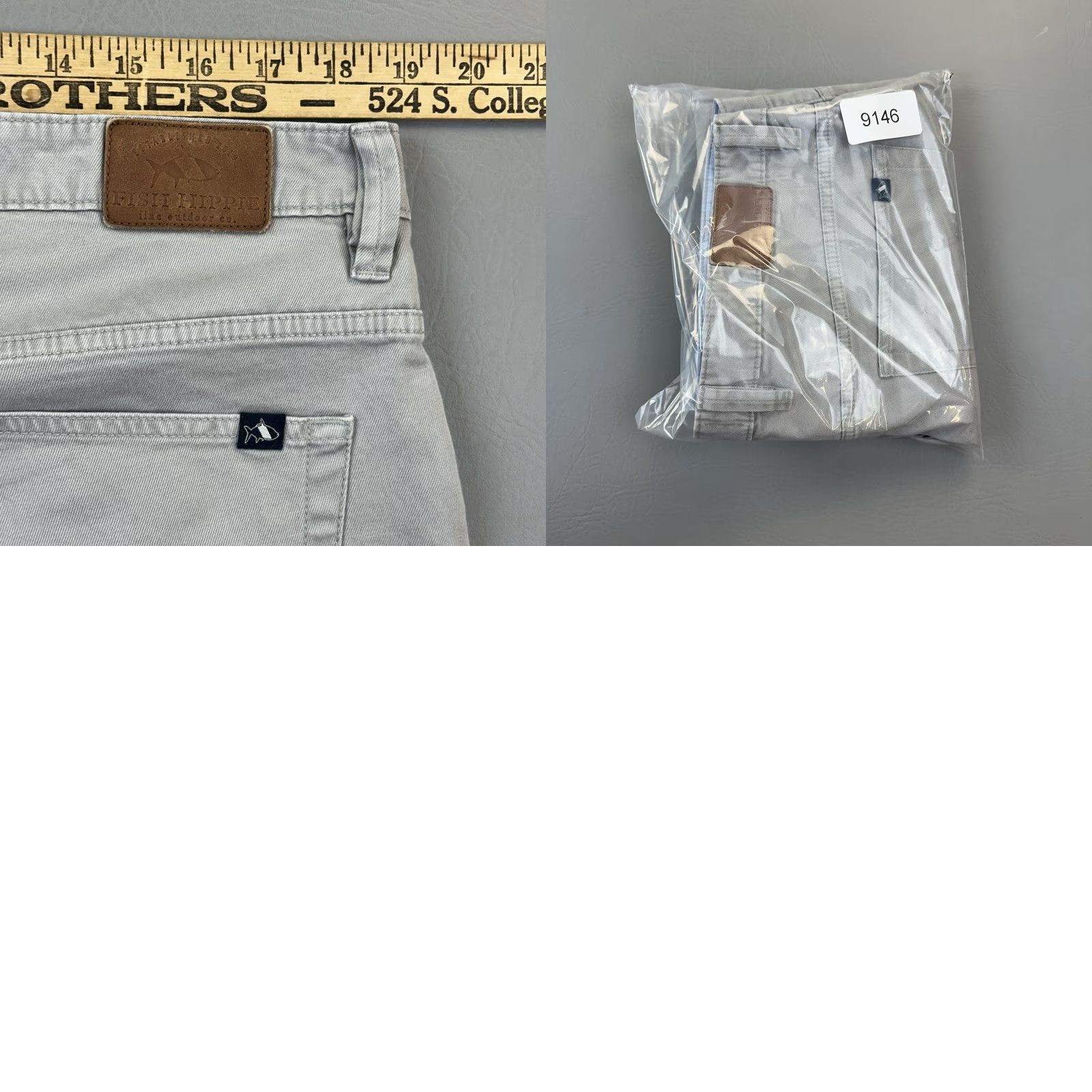 CO Fish Hippie Co Pants Mens 38x30 Gray Pima Cotton Stretch Chino Straight Casual Size US 38 / EU 54 - 9 Thumbnail