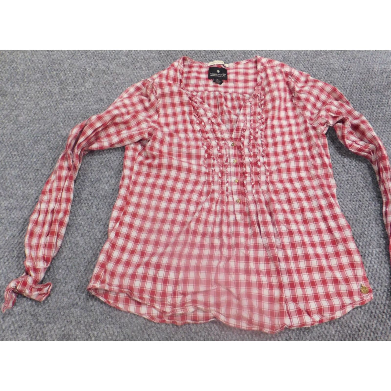Vintage Rafaella Blouse Women Shirt Regular Size 3 Red Plaid Button Down Collared Cotton Casual Long Sleeve Size XS / US 0-2 / IT 36-38 - 6 Thumbnail