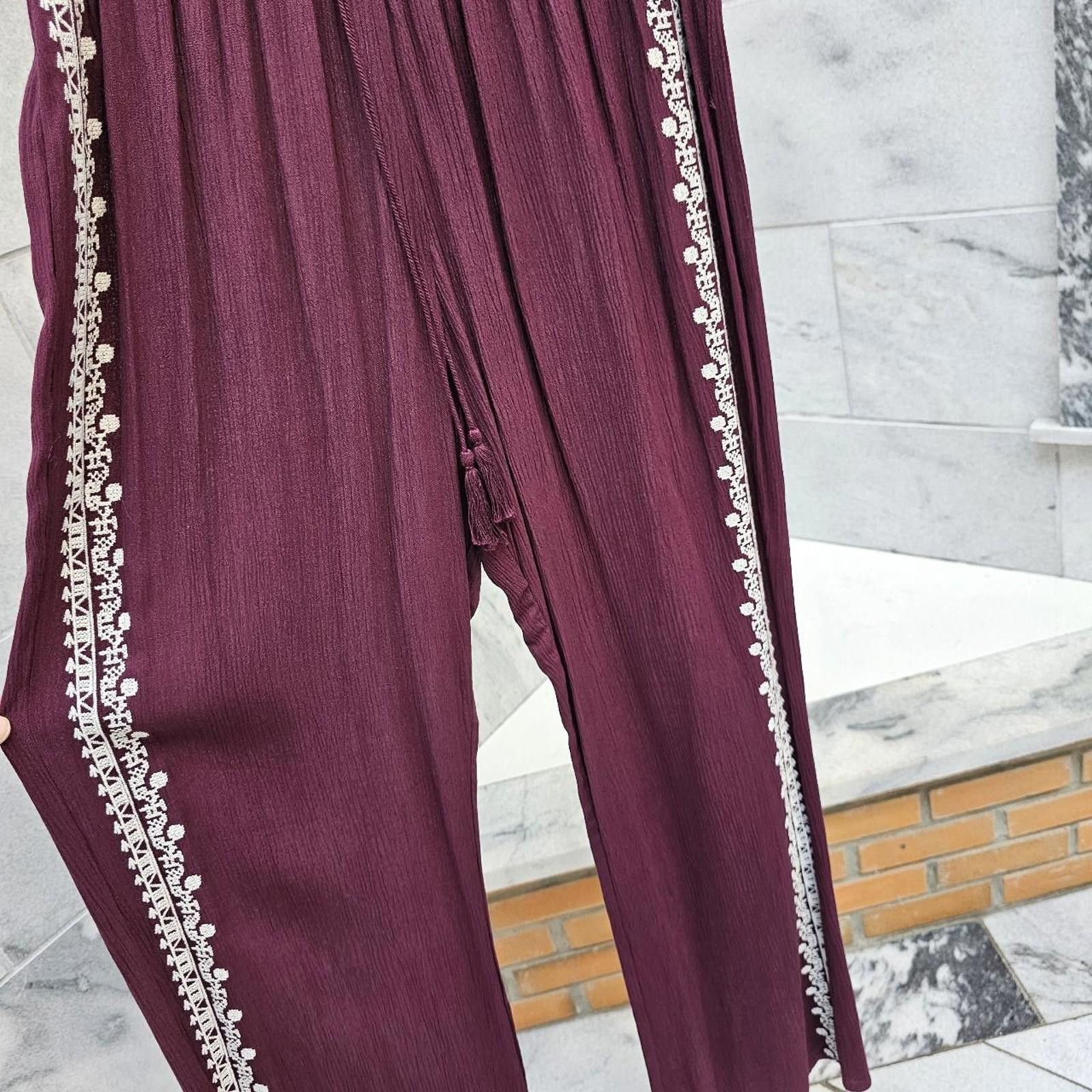 Designer Mudd Women's Burgundy Boho Pants Size ONE SIZE - 2 Thumbnail