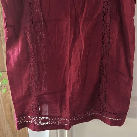 ISABEL MARANT ETOILE cotton v neck burgundy short sleeve top
