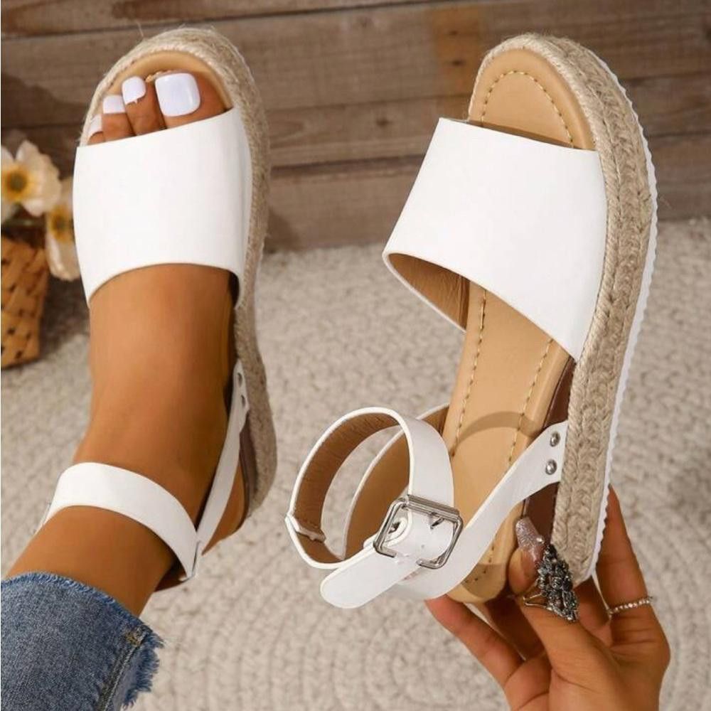 Designer BNWT White Platform Society Sandals with Ankle Strap Size US 6 / IT 36 - 1 Thumbnail