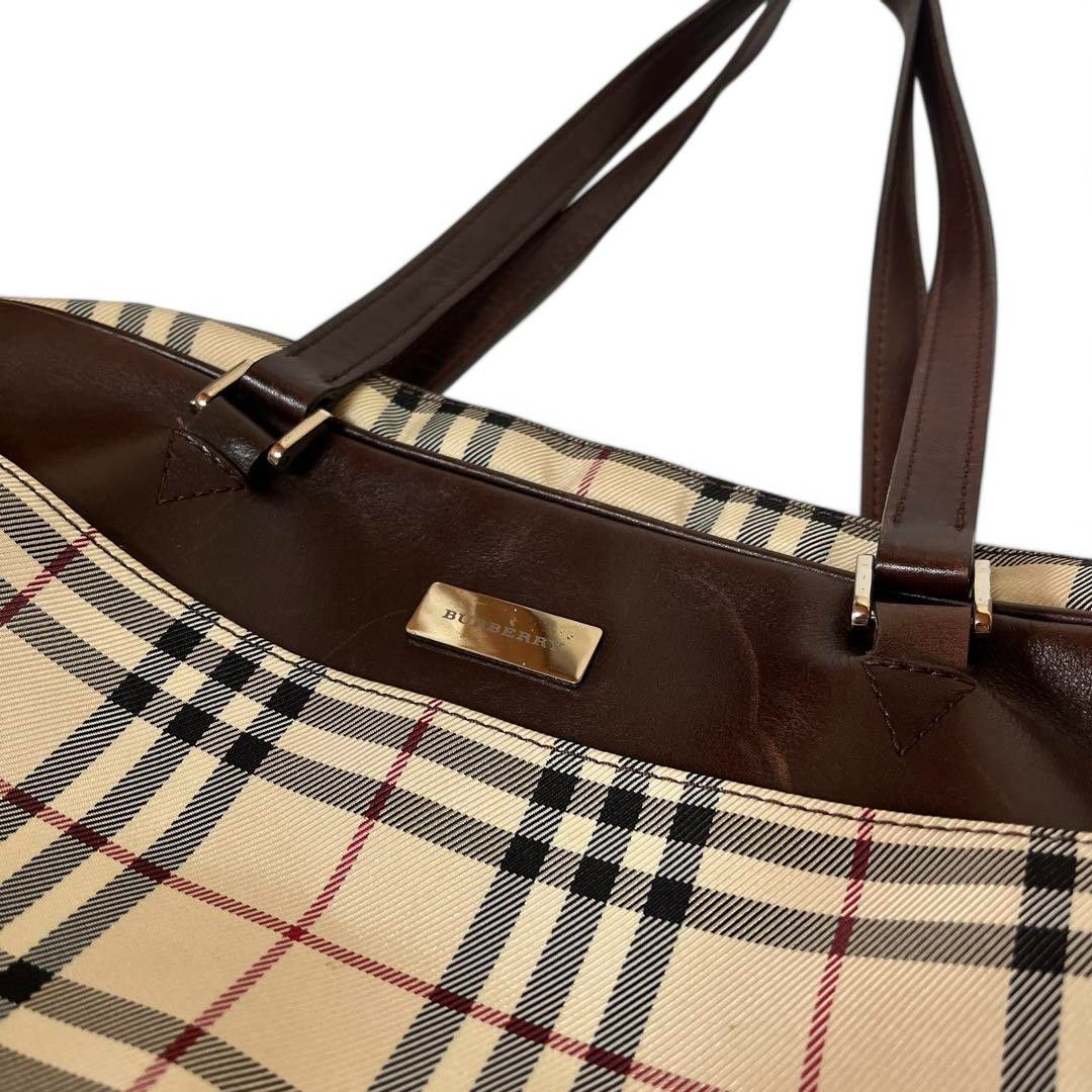 Burberry Burberry - Nova Check Beige Brown Leather Handbag Boston Size ONE SIZE - 3 Thumbnail