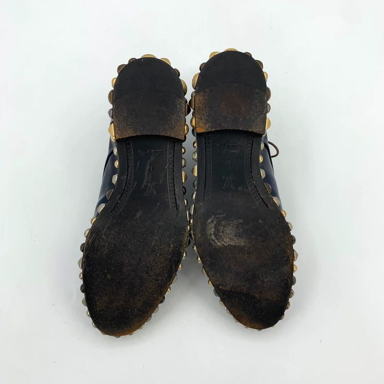 Louis Vuitton Louis Vuitton Black studded leather shoes with round toe s Size US 5 / EU 37 - 5 Thumbnail