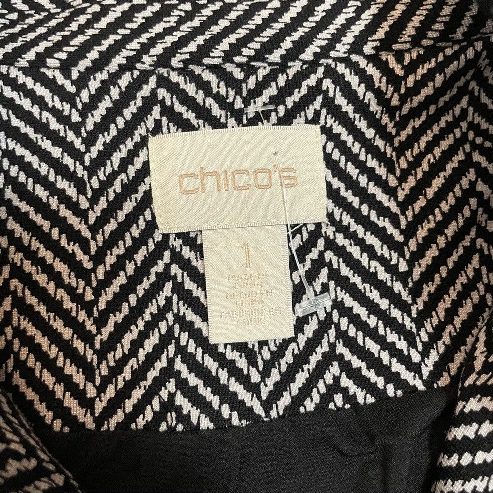 Chicos New Chico’s Chevron Blazer Jacket With Black Ruffle Trim Si Size M / US 6-8 / IT 42-44 - 7 Thumbnail