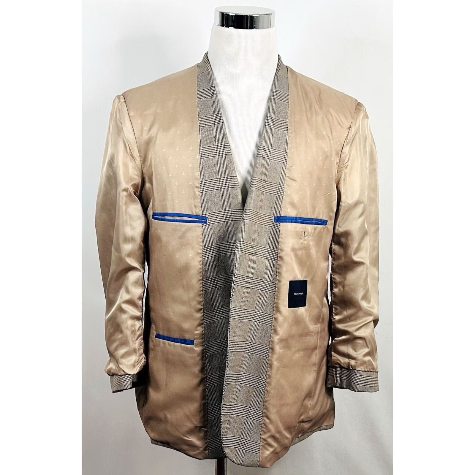 Tommy Hilfiger Tommy Hilfiger Sport Coat Beige Glen Plaid Two Button Lined Double Vented 42R Men Jacket Coat Regular Length Size US XS / EU 42 / 0 - 7 Thumbnail