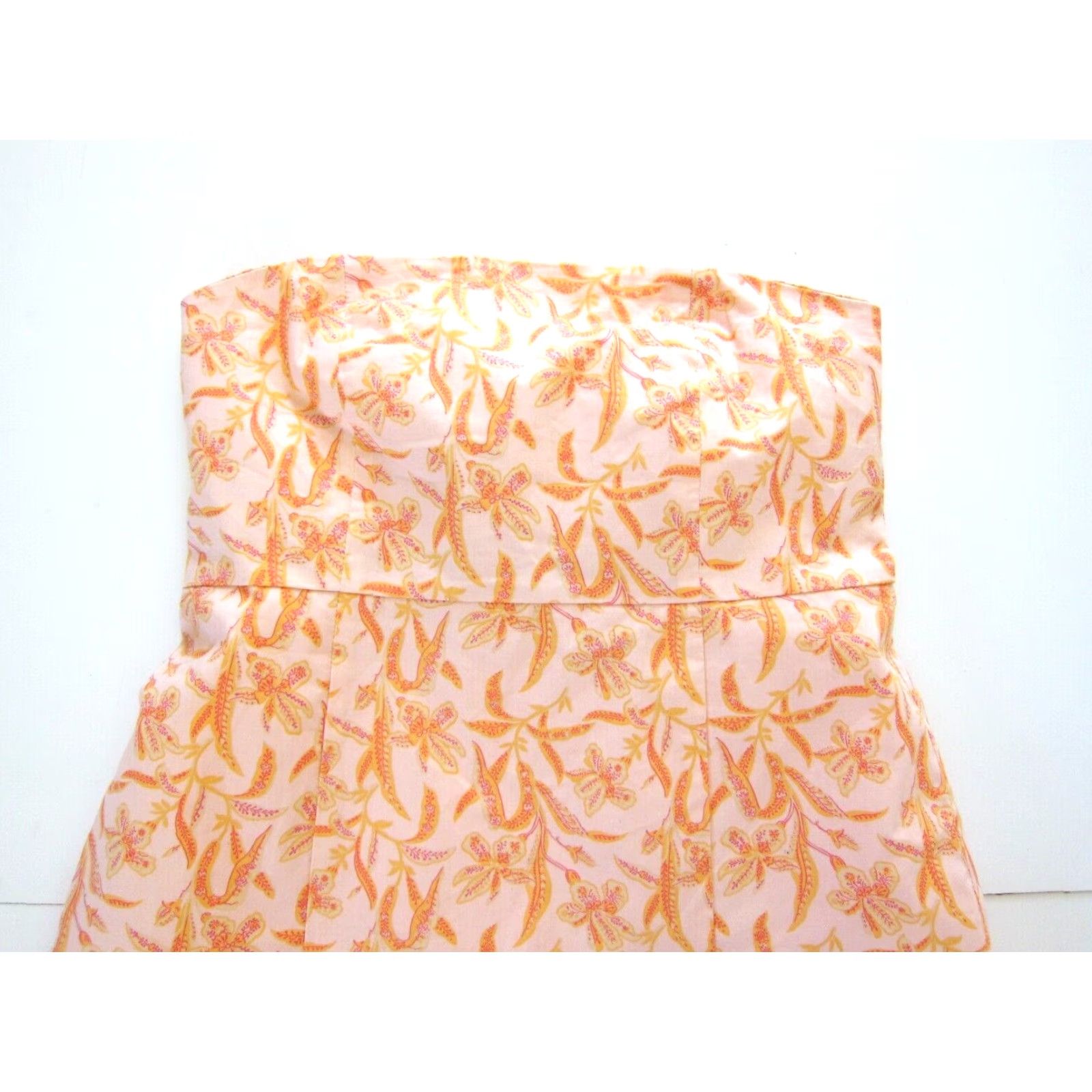 Gap Gap Sun Dress Strapless Sheath Empire Floral Cotton Stretch Orange Pink Women 2 Size XS / US 0-2 / IT 36-38 - 3 Thumbnail