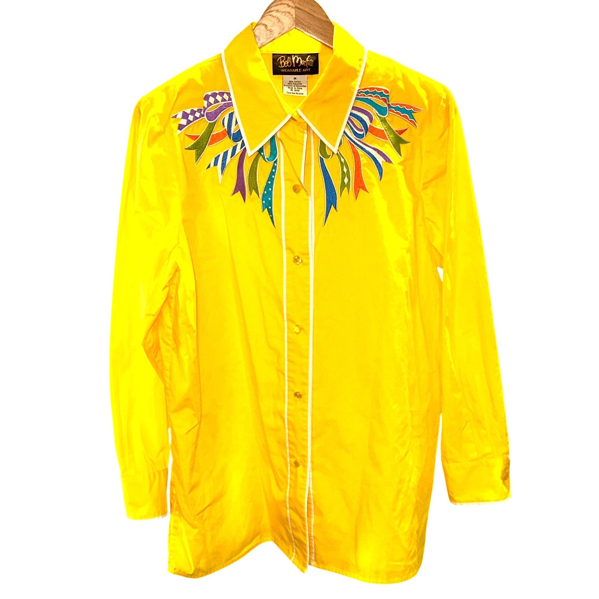 Bob Mackie Bob Mackie Wearable Art Yellow Embroidered Shirt Vintage But Size M / US 6-8 / IT 42-44 - 3 Thumbnail