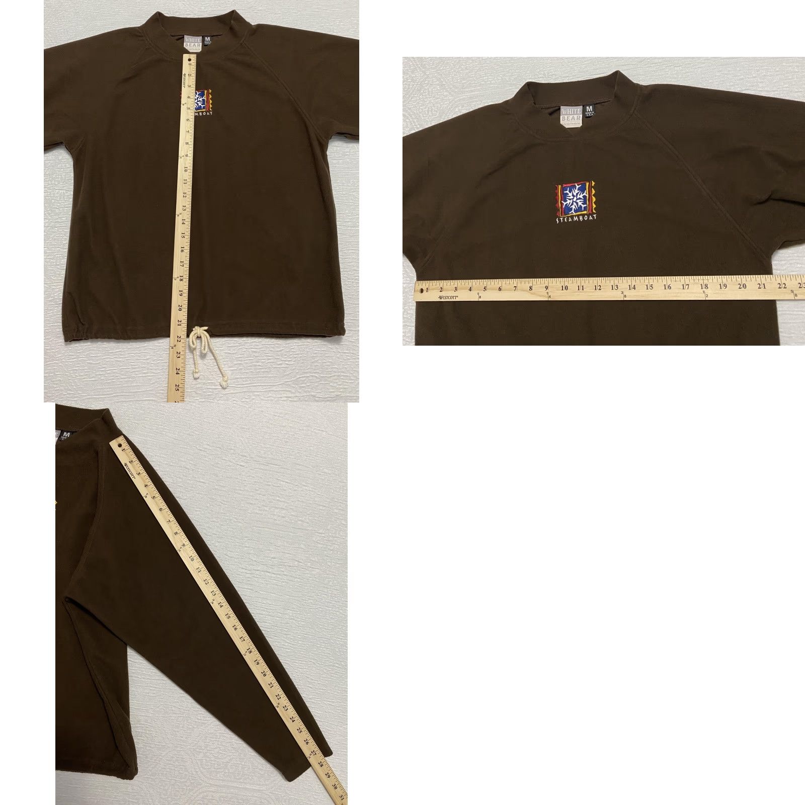 Vintage VINTAGE White Bear Steamboat Pullover Mens Medium Brown Embroidered Ski Fleece USA Drawstring Size US M / EU 48-50 / 2 - 8 Thumbnail