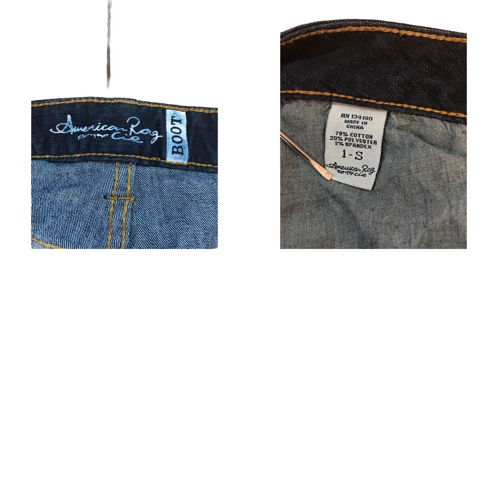 Vintage American Rag Cie Jeans Women 1 Short Boot Cut Denim Blue Dark Wash Stretch 29 Waist 28 Inseam Womens Size 29" - 8 Thumbnail