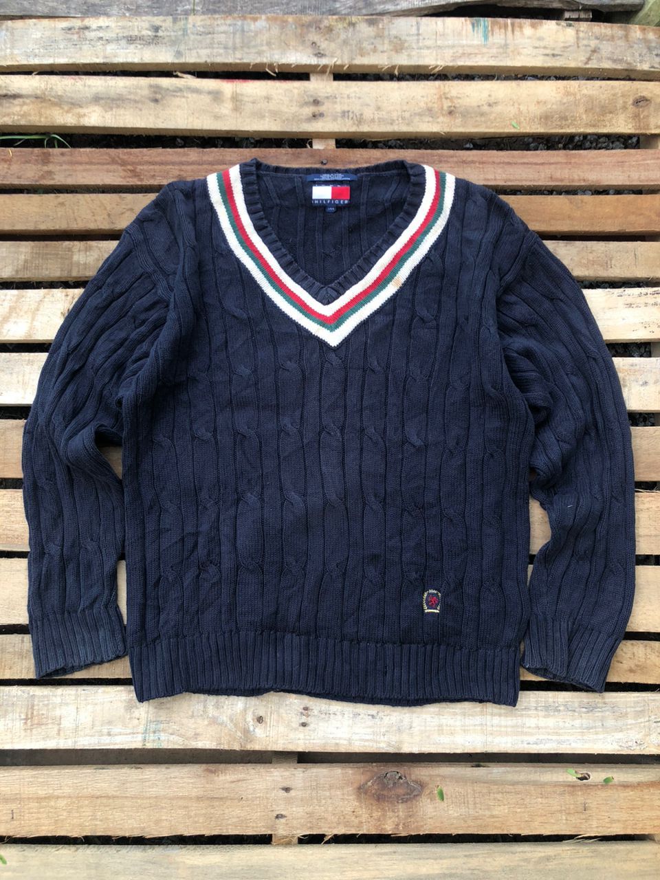 Tommy Hilfiger Tommy Hilfiger V-neck Cable Knit Sweaters Size US L / EU 52-54 / 3 - 1 Thumbnail