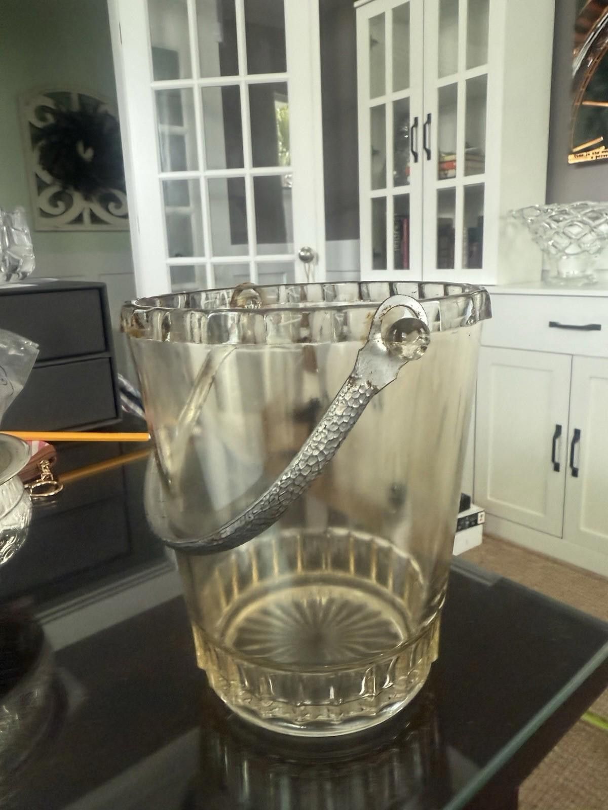 Designer Vintage Antique Mid Century Cut Glass Ice Bucket Size ONE SIZE - 3 Thumbnail