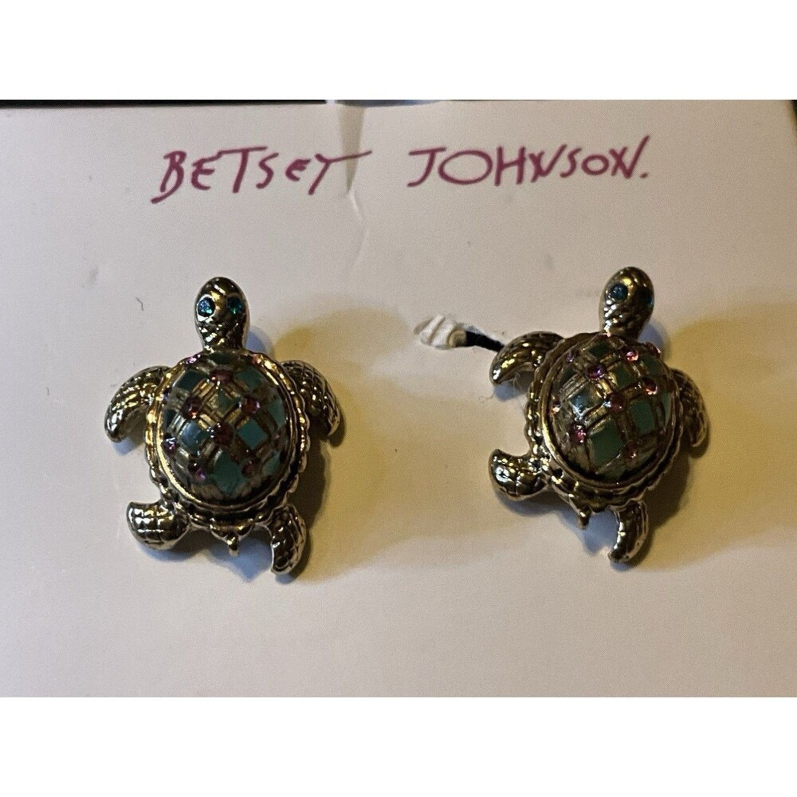 Betsey Johnson Betsey Johnson Sea Turtle Earrings. Blue and Pink Crystals Size ONE SIZE - 2 Thumbnail