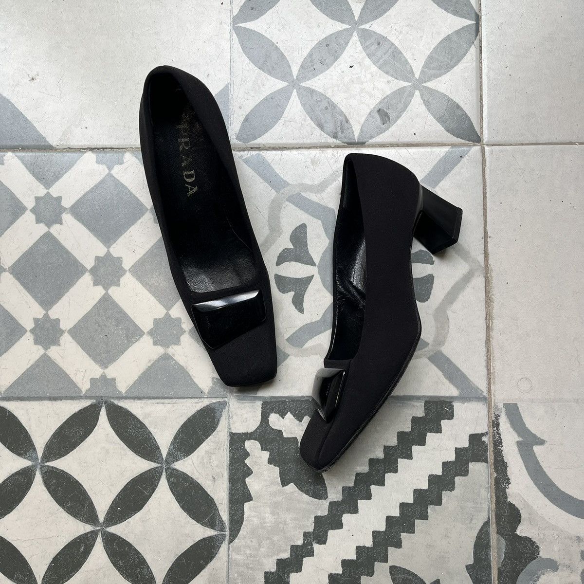Prada 90's Prada Square Toe Neoprene Heels Size US 6 / IT 36 - 7 Thumbnail