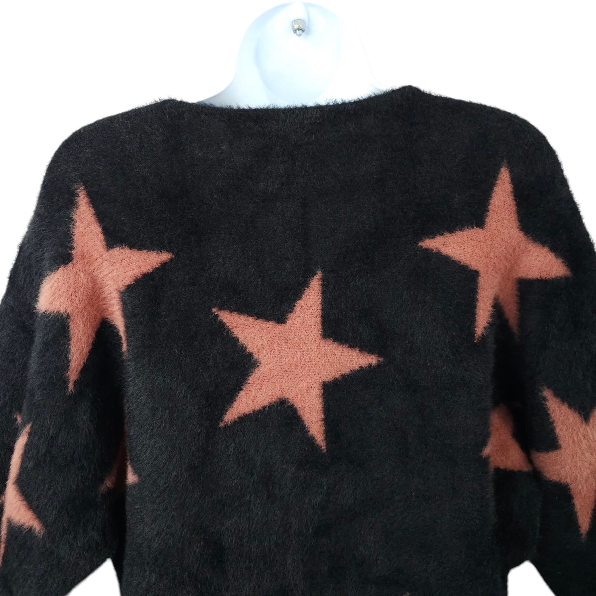 Other Philosophy Fuzzy Star Sweater Womens L Black Mauve Size L / US 10 / IT 46 - 11 Thumbnail
