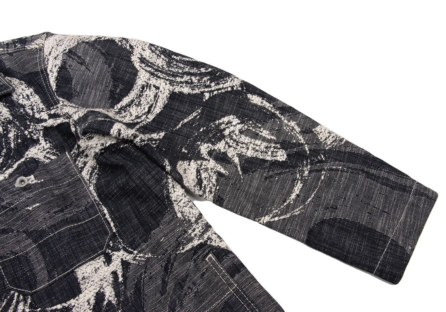 Issey Miyake Cotton Graphic Jacquard Patch Pocket Denim Jacket Indigo Off Size US M / EU 48-50 / 2 - 7 Thumbnail