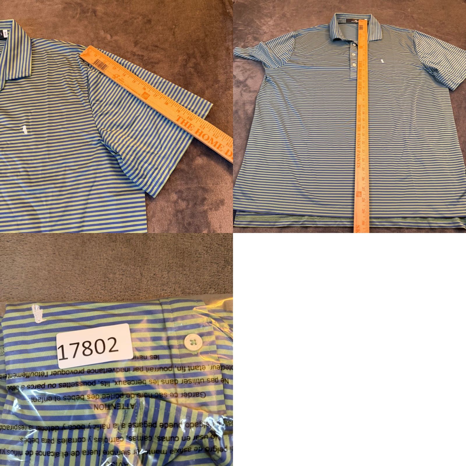 RLX Ralph Lauren RLX Ralph Lauren Striped Polo Shirt Mens XL Green Blue Performance Golf Size US XL / EU 56 / 4 - 8 Thumbnail