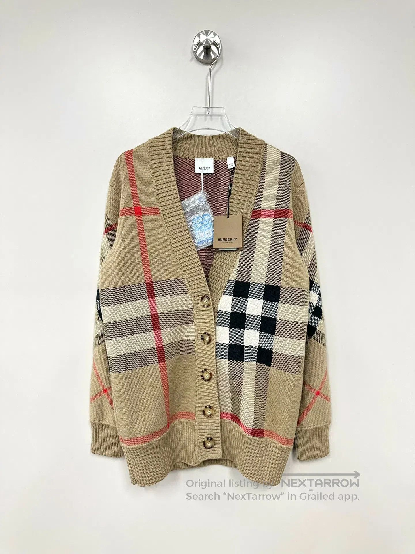 Burberry Burberry Khaki Classic Plaid Knit Cardigan Jacket| Size XXS / US 00 / IT 34 - 1 Thumbnail