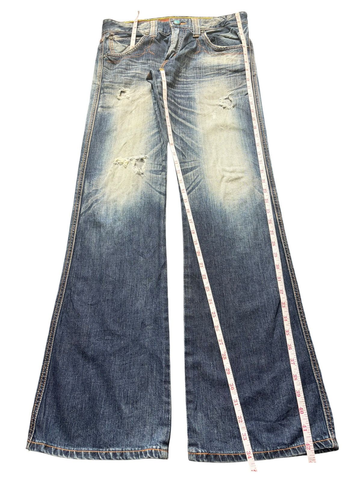 Edwin Vintage Edwin Blue Trip Distressed Flare Jeans Size US 32 / EU 48 - 7 Thumbnail