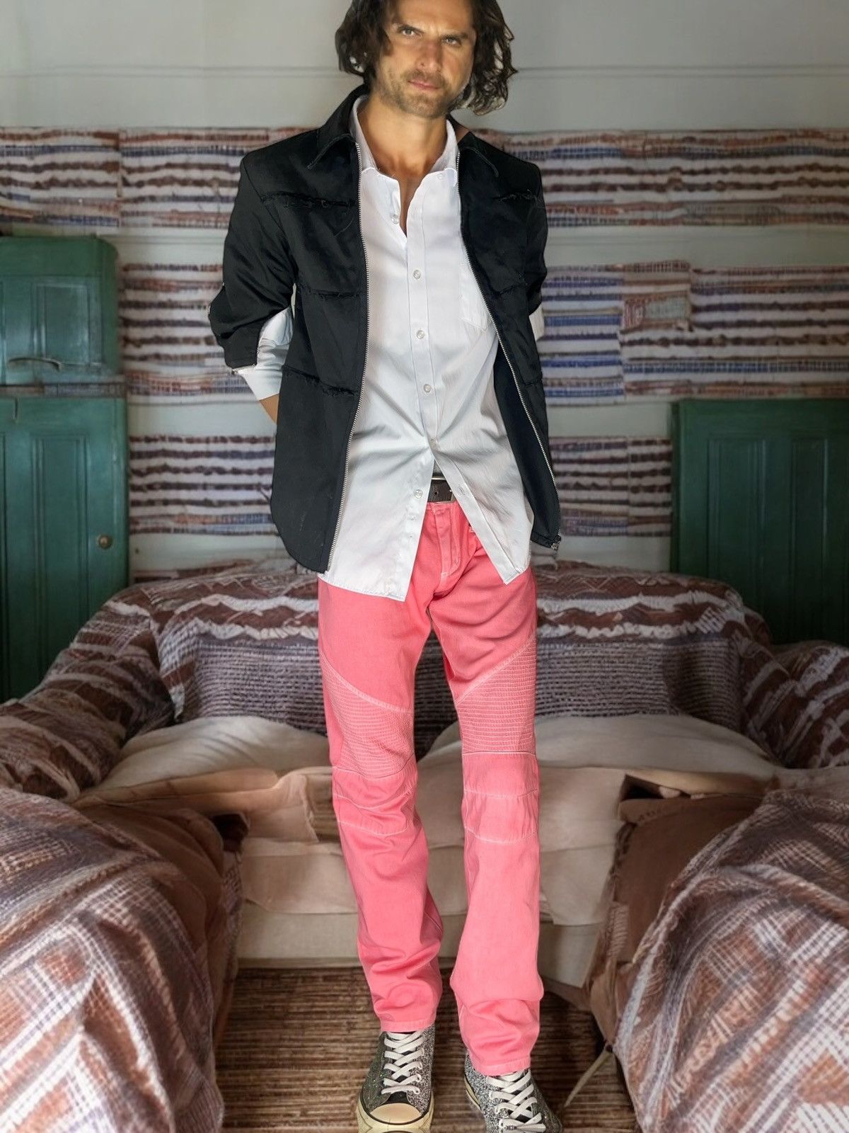 In The Attic In the attic fuchsia pink biker pants Size US 31 - 3 Thumbnail