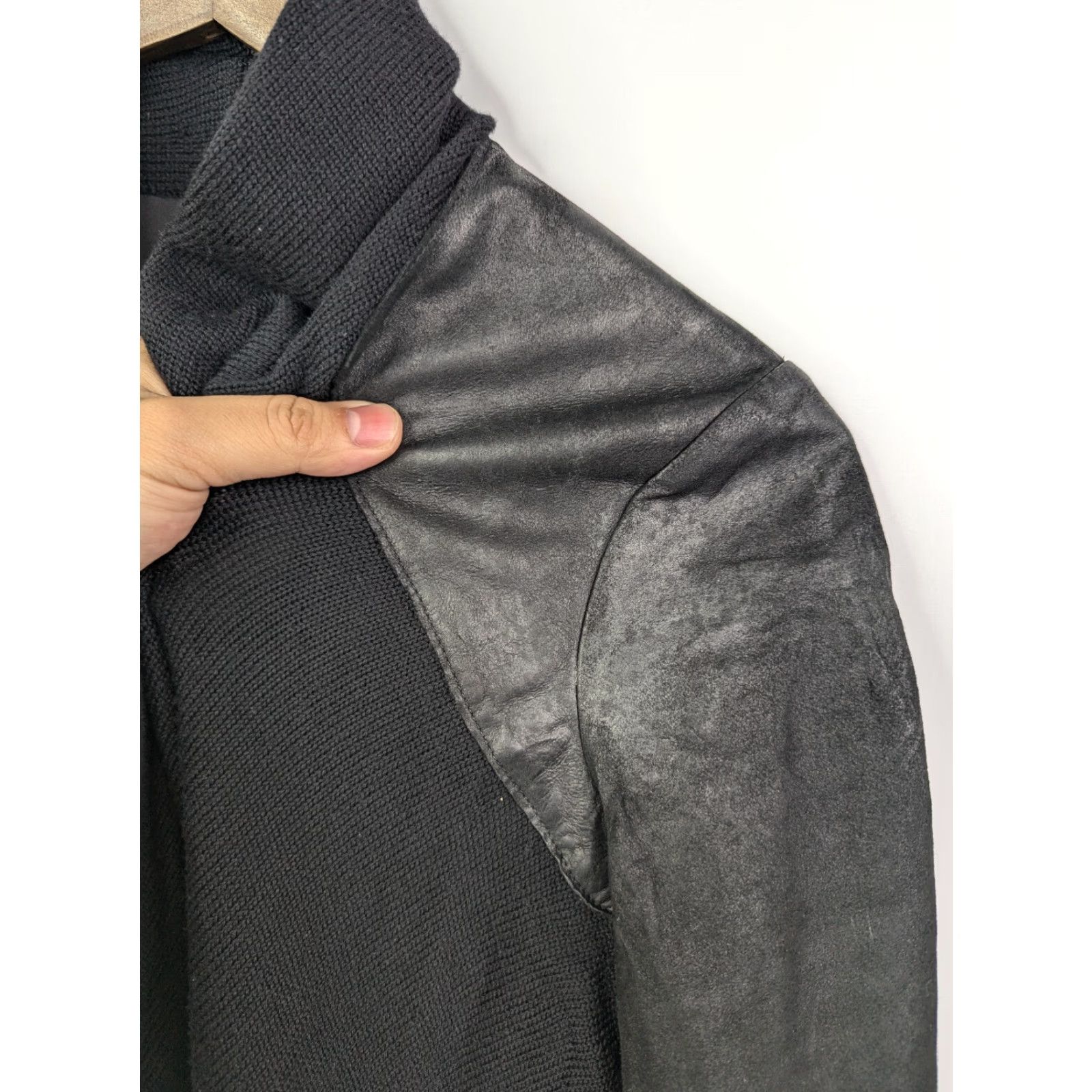 Vince Vince Wrap Suede Wool Drape Jacket Open Front Cardigan Black Womens Size Medium Size M / US 6-8 / IT 42-44 - 3 Thumbnail