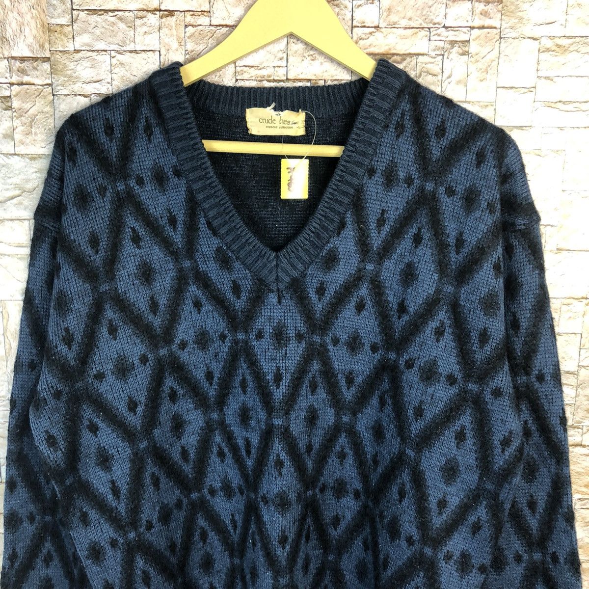 Vintage Crude Hea Dark Blue art Knitwear #A463 Size US M / EU 48-50 / 2 - 5 Thumbnail