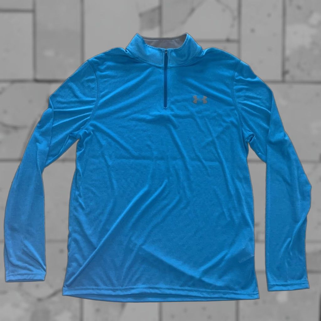 Under Armour Under Armour Loose Heat Gear Jacket Blue Half Zip Mens M Windbreaker Heated Activewear Polyester Zip Model: Under Armour HeatGear Size US M / EU 48-50 / 2 - 1 Thumbnail