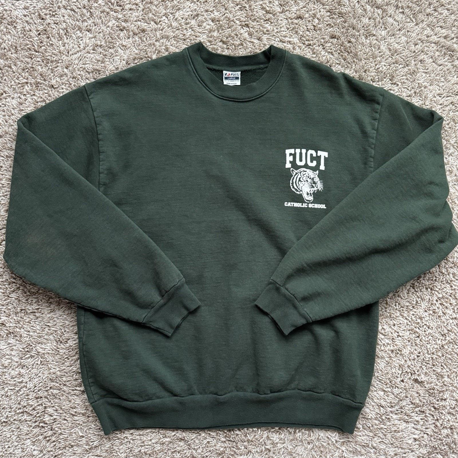 FUCT FUCT Catholic School Tiger Green Sweatshirt Pullover Size L Size US L / EU 52-54 / 3 - 1 Thumbnail