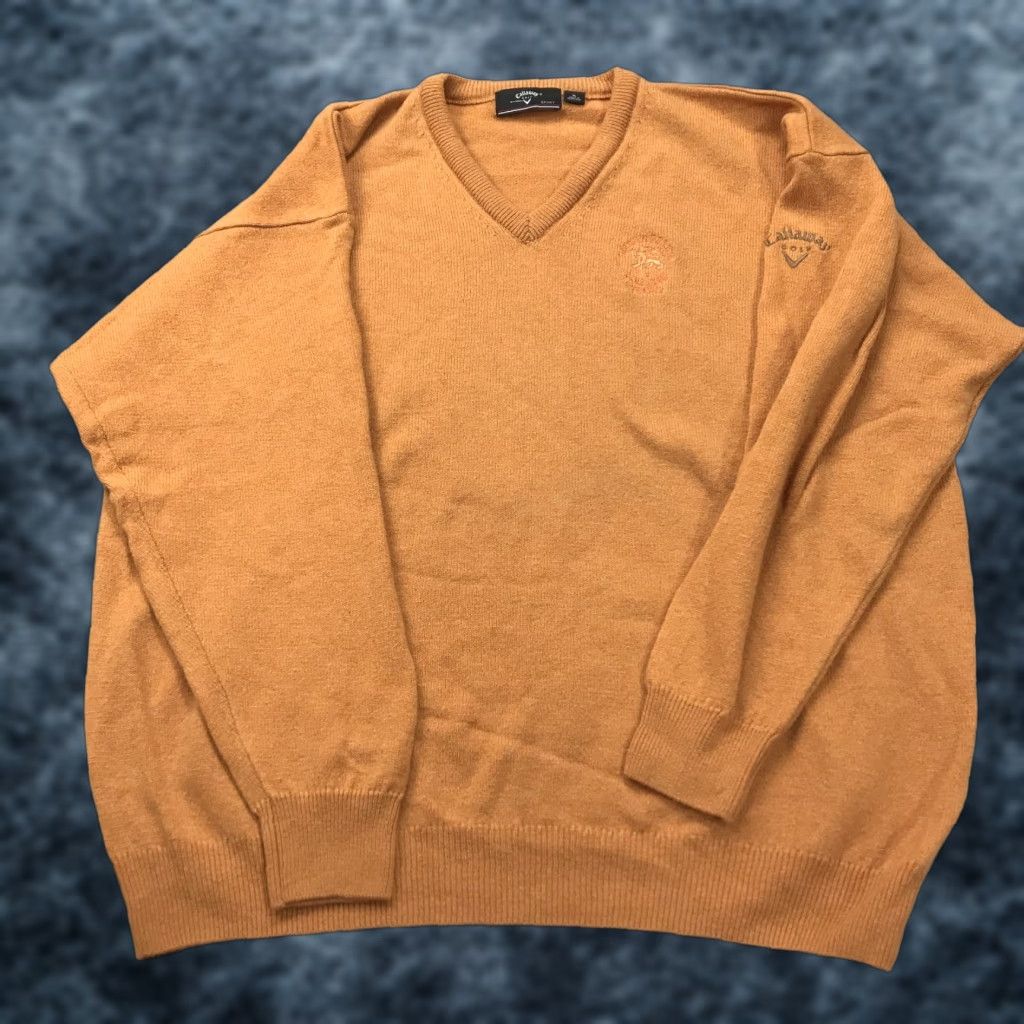 Callaway VINTAGE Callaway Sweater Mens XL Lambswool Omaha Beach Golf Club France Knit Pullover 90s Orange Wool Embroidered Shirt Mens XL Size US XL / EU 56 / 4 - 1 Thumbnail