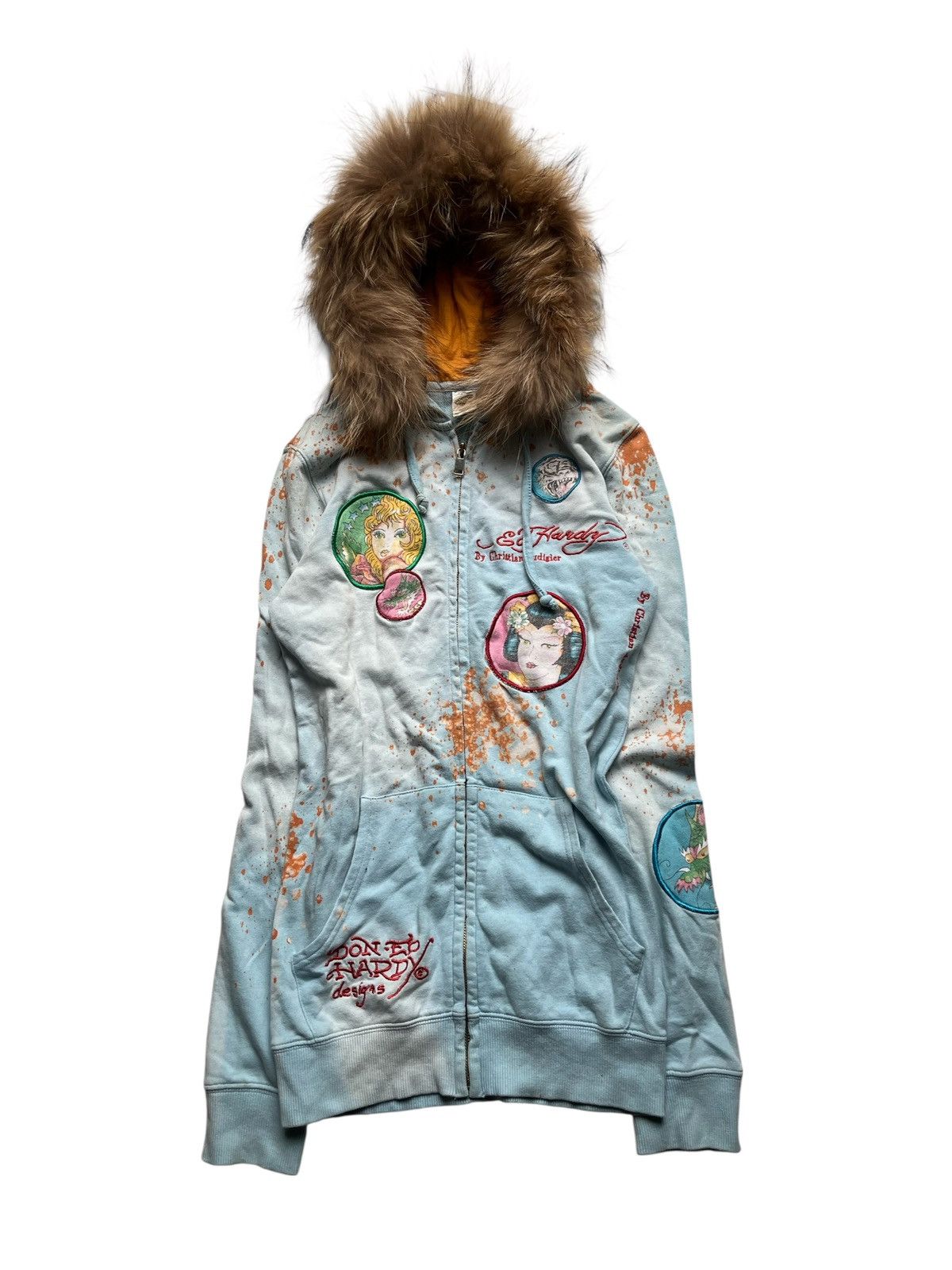 Ed Hardy 2000s ed hardy faux fur patch embroidery blue sea hoodie Size US XS / EU 42 / 0 - 1 Thumbnail