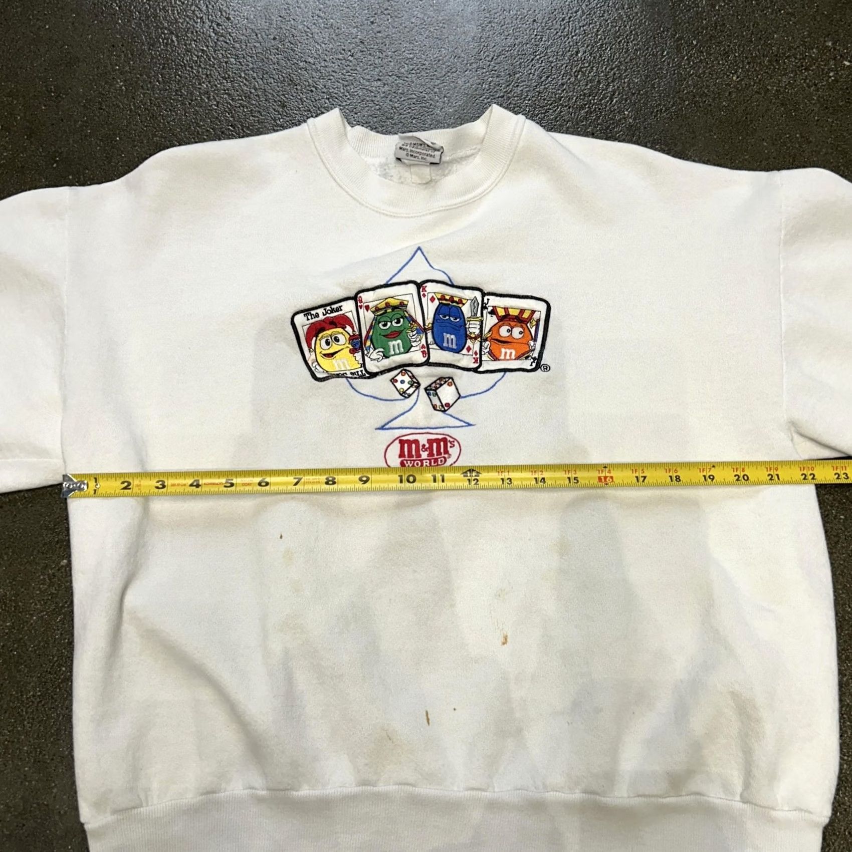 Vintage VINTAGE M&M's Sweatshirt Mens XL White Graphic Print Las Vegas Playing Cards Embroidered Logo Size US XL / EU 56 / 4 - 5 Thumbnail