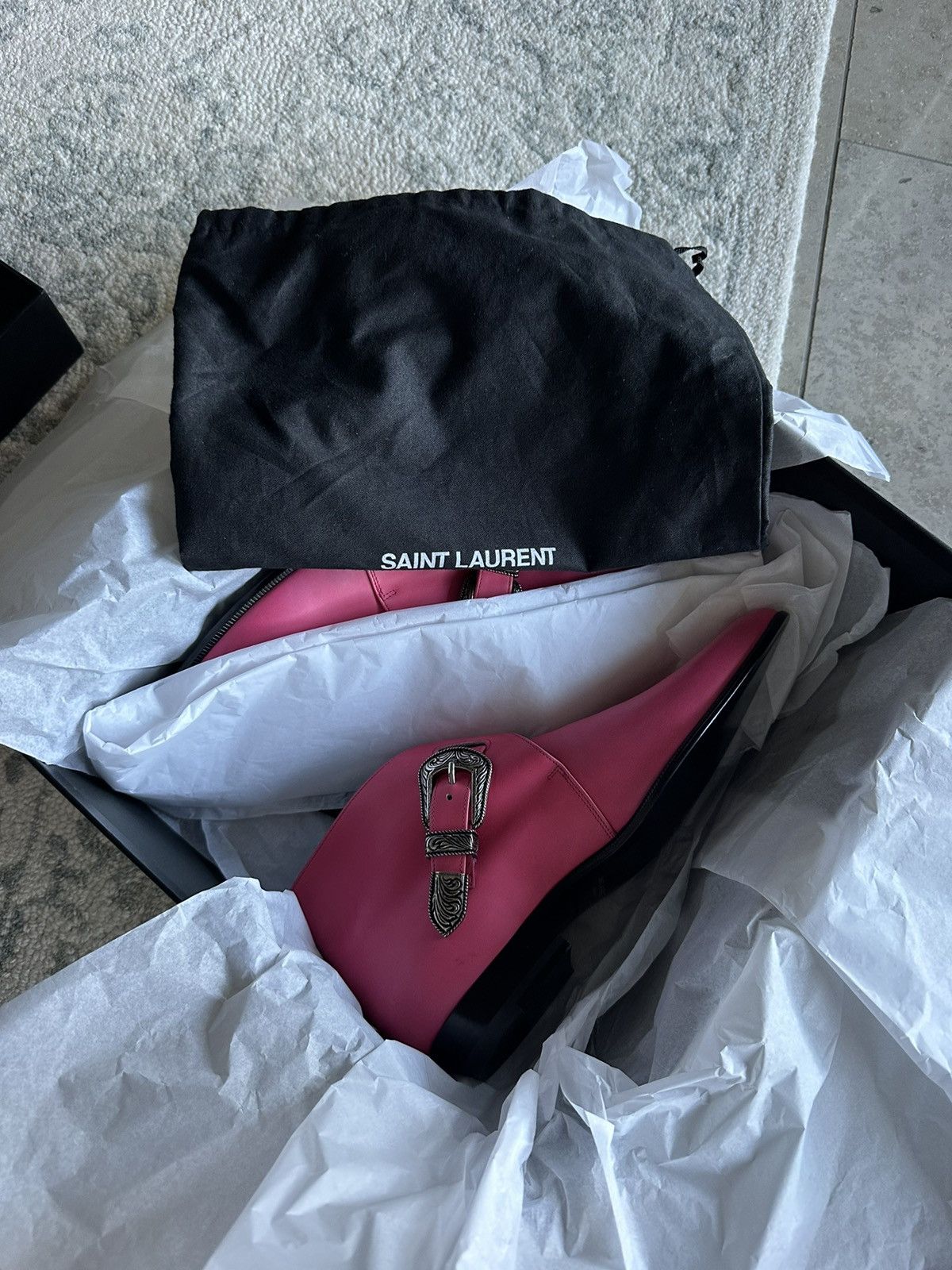 Saint Laurent Paris Grail SS14 Saint Laurent Duckies Pink double buckle Hedi Size US 8.5 / EU 41-42 - 4 Thumbnail