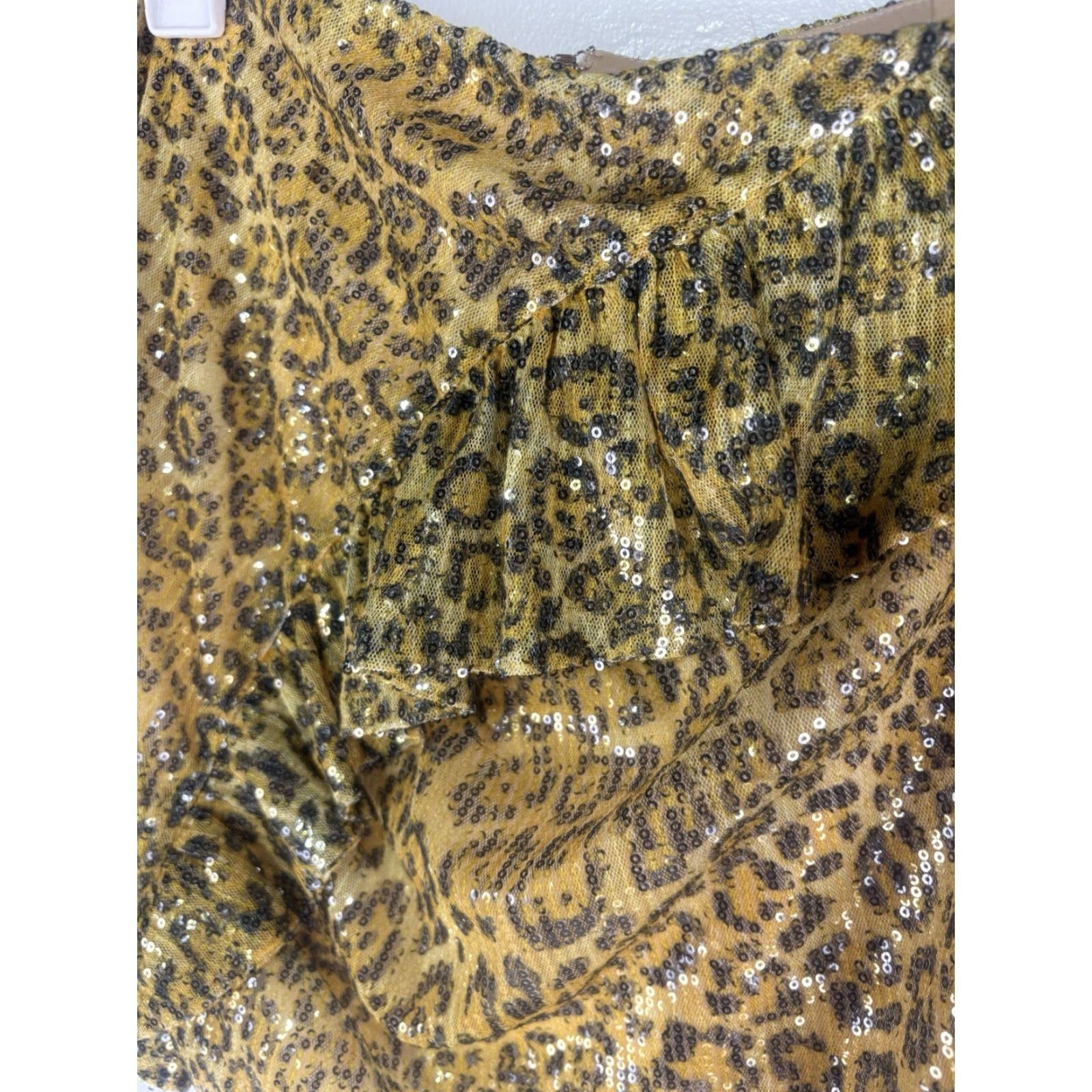 Vintage Endless Rose Yellow/An. Print Sequins Ruffle Mini Skirt Womens Size L New Size 36" / US 14 / IT 50 - 2 Thumbnail