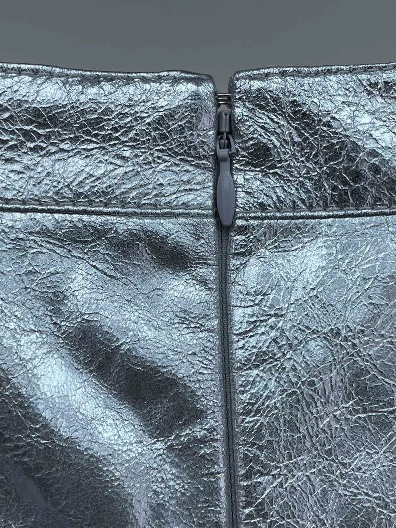 Balenciaga Balenciaga size 36 Silver Leather Skirt Size 35" - 3 Thumbnail