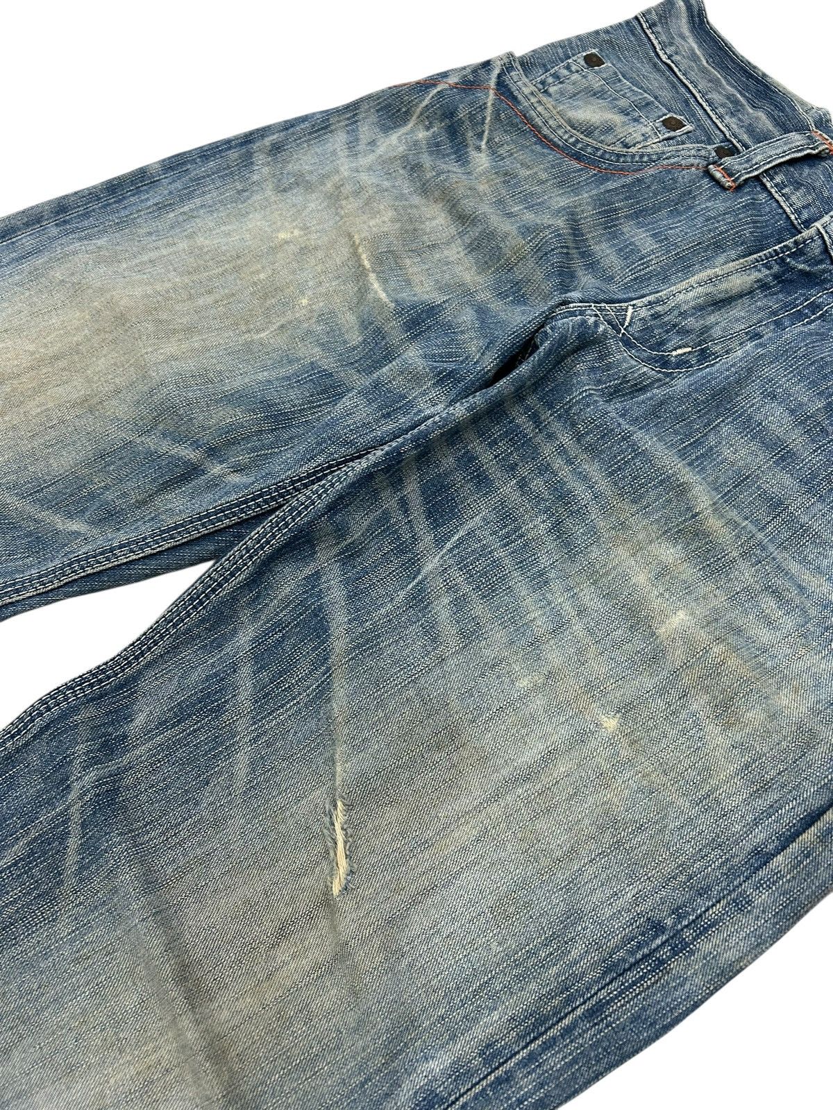 Vintage Edwin XV Mud Washed Patina Clawn Mark Whiskering