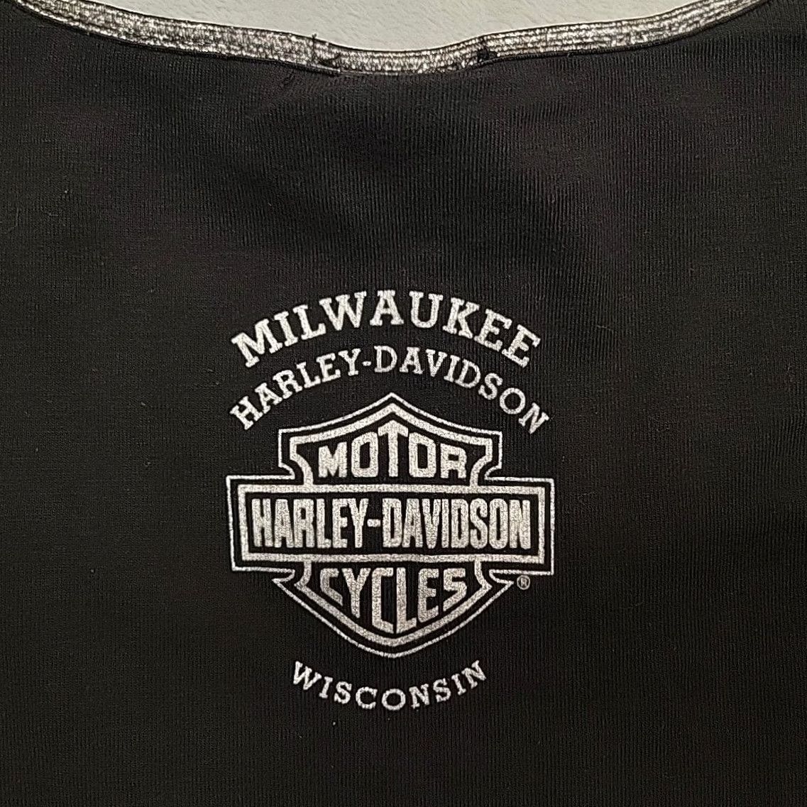 Harley Davidson VINTAGE Harley Davidson Shirt Women L Black Eagle Rhinestone Milwaukee Made In USA Size L / US 10 / IT 46 - 5 Thumbnail