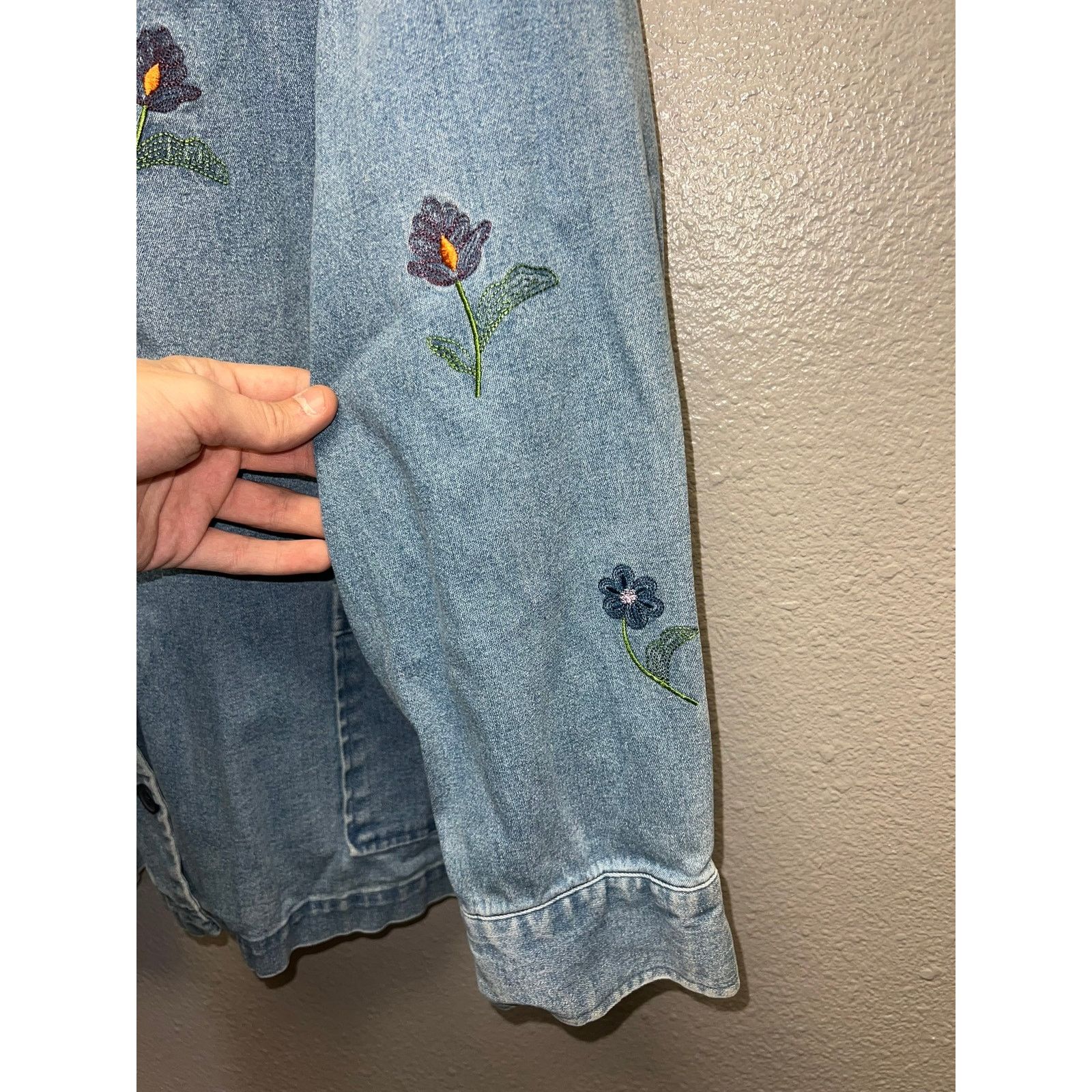 Vintage Vintage Denim Floral Jacket Denim & Co Button Up Jacket 1X Size XL / US 12-14 / IT 48-50 - 6 Thumbnail