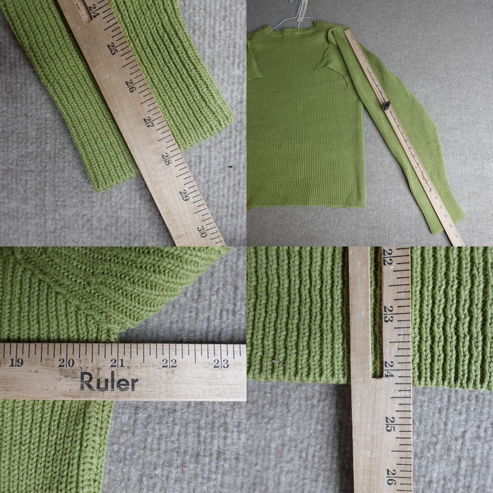 Vintage More Than Yesterday Womens Sweater M Green Solid Cold Shoulder Pullover Knit Long Sleeve Casual Vintage: No Size M / US 6-8 / IT 42-44 - 8 Thumbnail