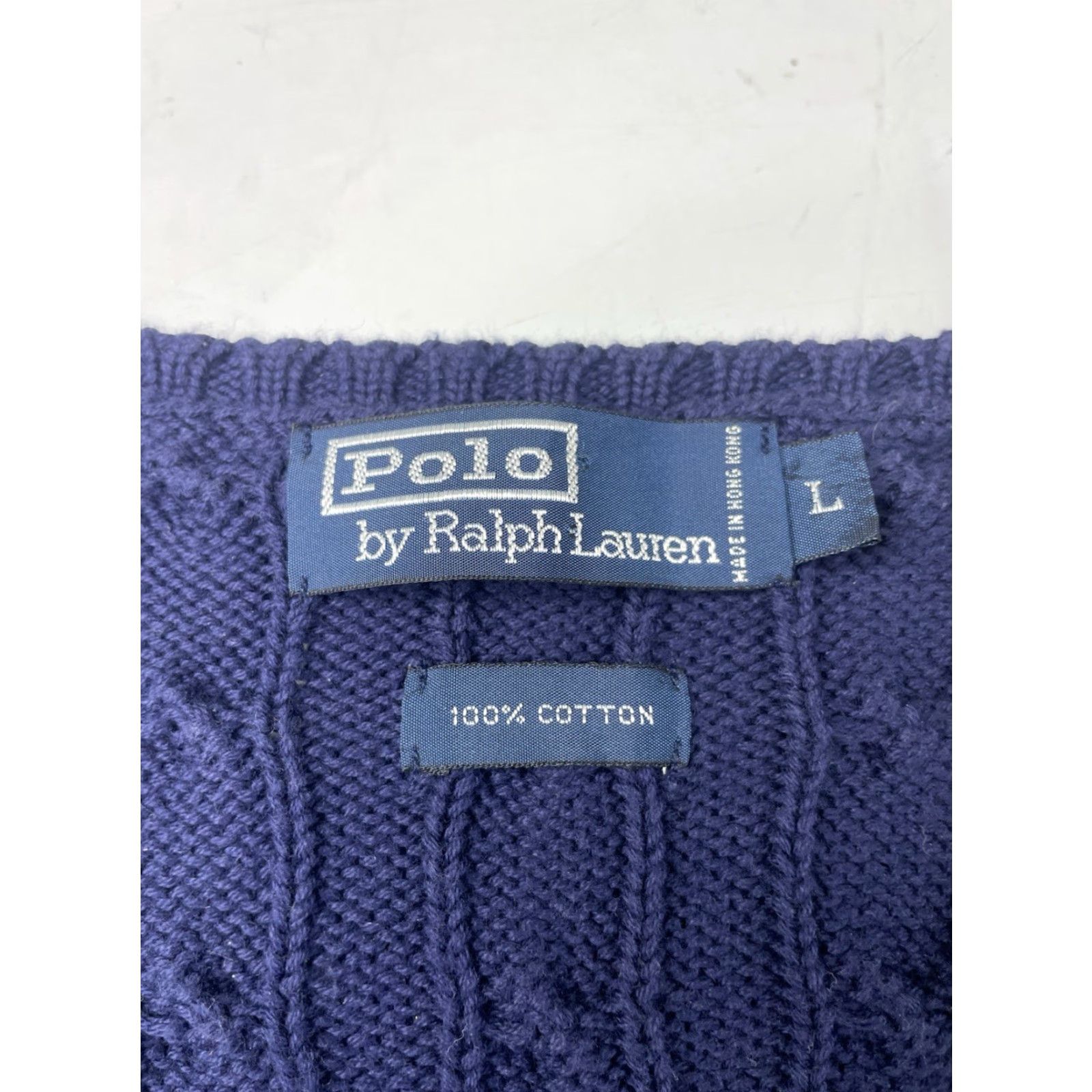 Ralph Lauren VINTAGE Ralph Lauren Polo Mens Vest Sweater Knit Cable-V-Neck L Navy Blue Size US L / EU 52-54 / 3 - 3 Thumbnail