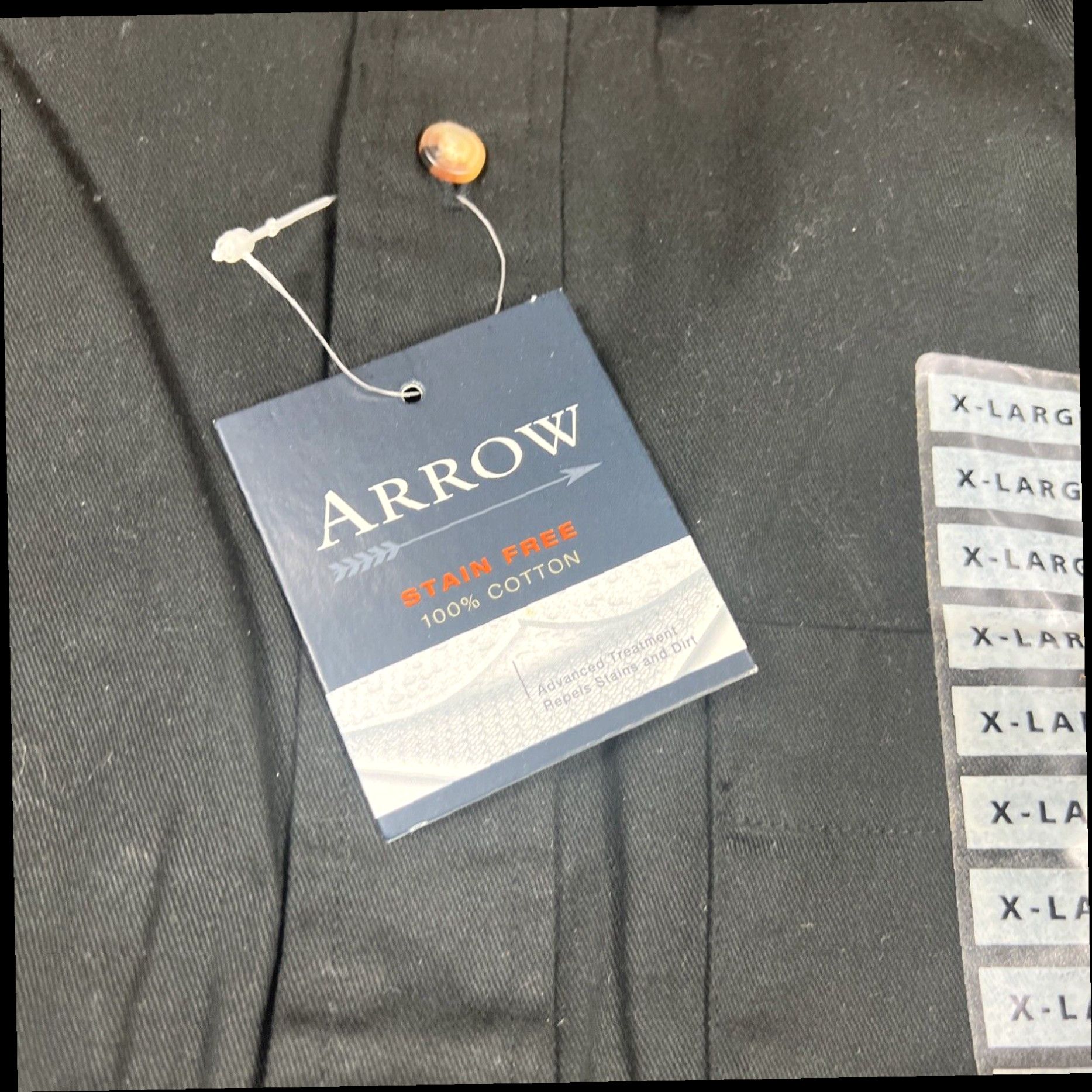 Arrow ARROW Stain FREE Men's Shirt Size XL Solid Black Front Pocket Long Sleeve New Size US XL / EU 56 / 4 - 3 Thumbnail