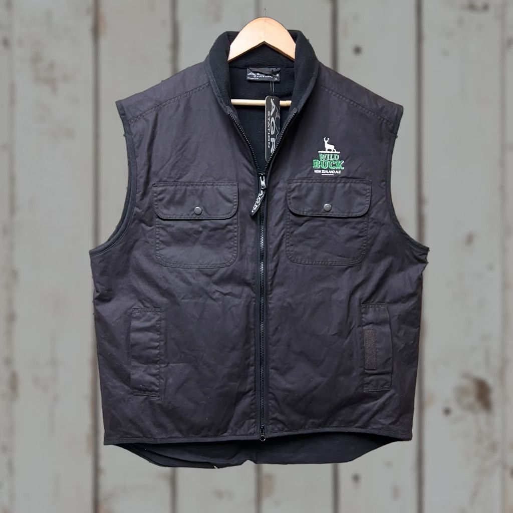 Vintage Mens XL Black Agri Station Oilcloth Zip Vest Size US XL / EU 56 / 4 - 1 Thumbnail