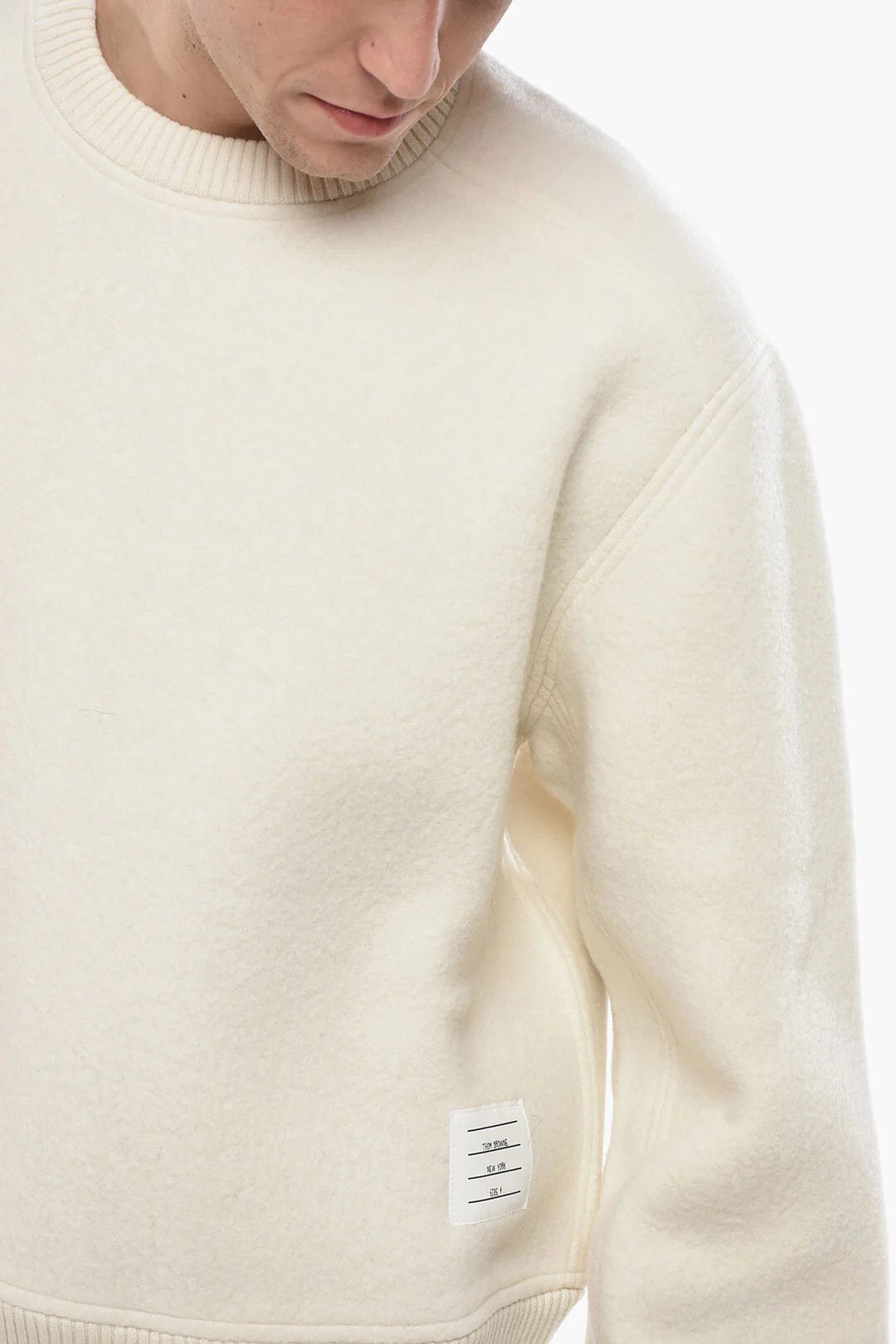 Thom Browne og1mm0426 Wool Crewneck Sweater in White Size US XL / EU 56 / 4 - 3 Thumbnail