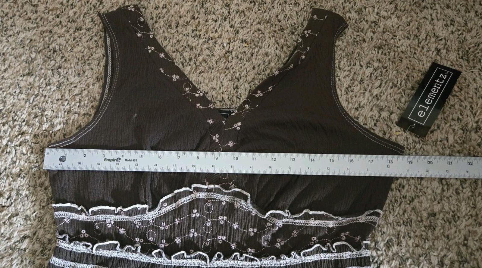 Element Elementz Mocha Brown Sleeveless Dress White Embroidery Size L / US 10 / IT 46 - 12 Thumbnail