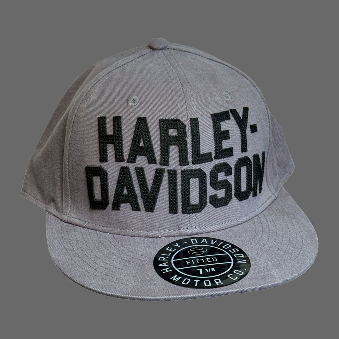 Harley Davidson Harley-Davidson Fitted Block Cap Gray/Black Size 7 1/8 NWT Size ONE SIZE - 1 Thumbnail